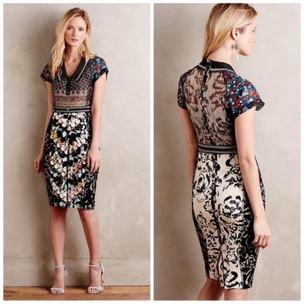 Byron Lars Anthropologie “Beguile” pencil dress. Size 4 Petite